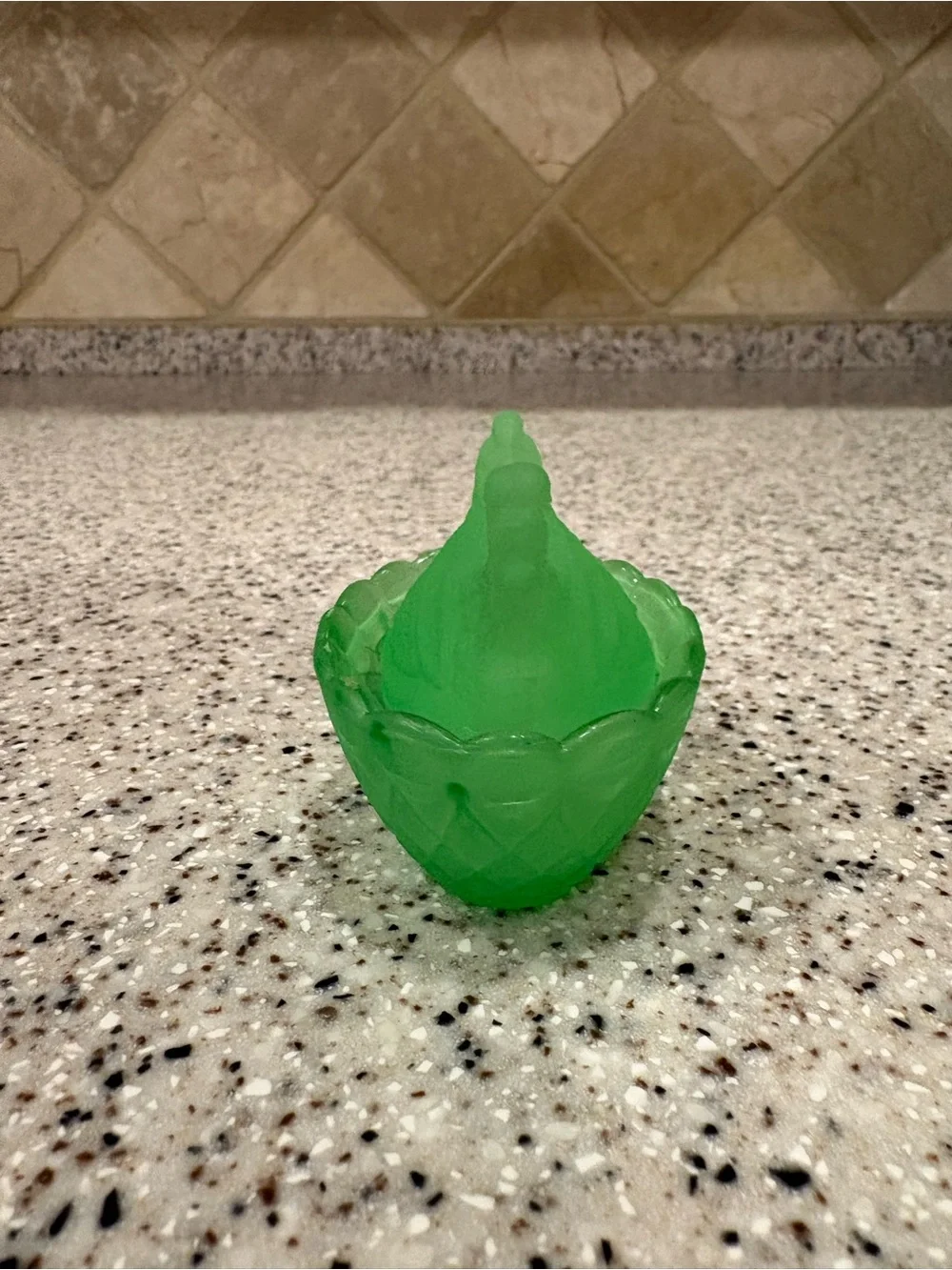 Stain frosted green glass miniature 